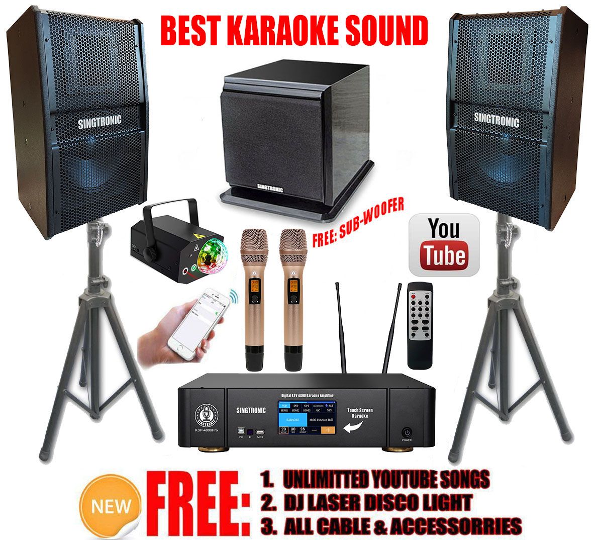 Singtronic Professional 4000W Karaoke System Unlimited YouTube Songs ...